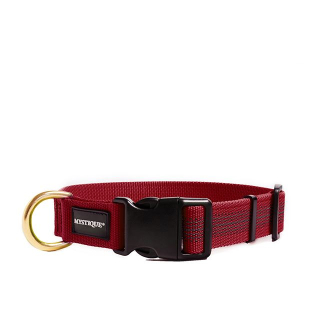 Mystique® Gummiertes Halsband 25mm 30 - 40 cm Weinrot Messing