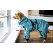 TROCKENBODY petrol- Hundebademantel mit langen Beinen S =...