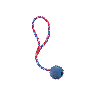 Vollgummi Ball mit Glocke und Seil Noppenball  7 cm